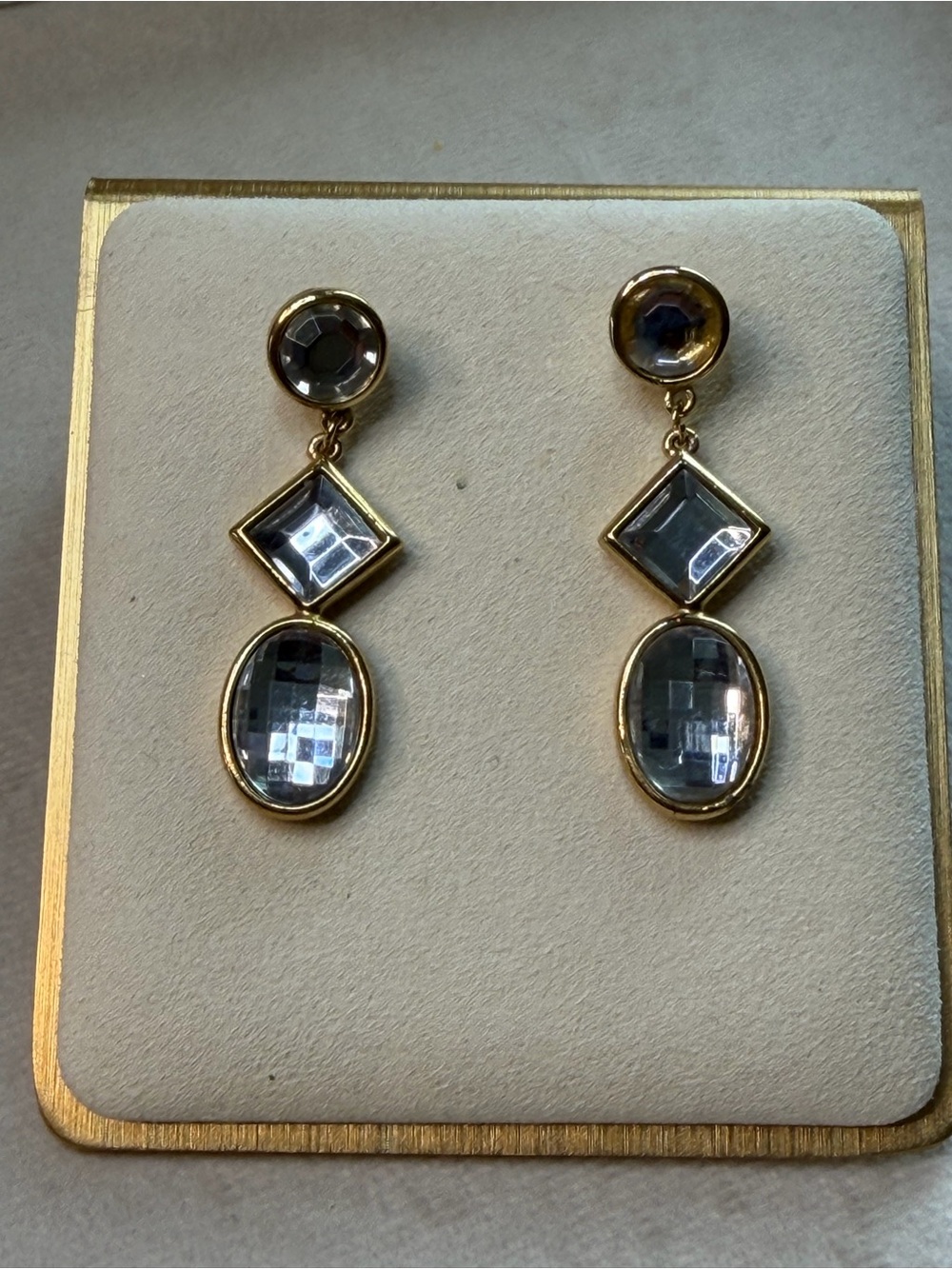 Gold-Tone Clear Crystal Drop Earrings - Elegant Women Jewelry